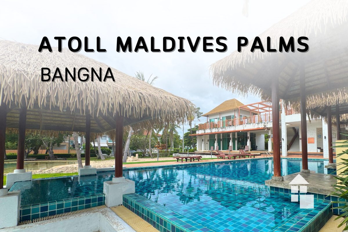 Atoll Maldives Palms Bangna – เปลี่ยนม่านจีบ Dimout สีทองอ่อน + มู่ลี่ไม้ (บ้านเดี่ยว)