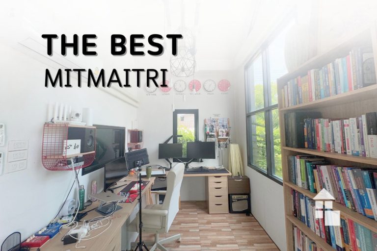 ภาพห้องทำงานในบ้านโครงการ The Best มิตรไมตรี หลังติดตั้งฟิล์ม Carbon 60% ช่วยลดแสงสะท้อนบนจอคอม