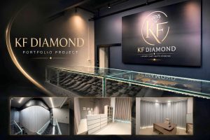 ผลงานติดตั้งผ้าม่านลอน และฉากกั้น PVC ดัดโค้ง ร้าน KF DIAMOND โครงการ Mixt จตุจักร