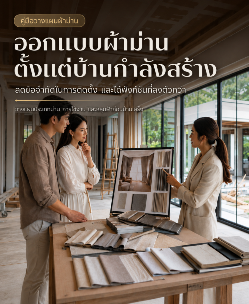 คู่มือวางแผนผ้าม่าน บริการออกแบบและให้คำปรึกษาเรื่องผ้าม่านตั้งแต่บ้านกำลังสร้าง ช่วยลดข้อจำกัดในการติดตั้งและได้ฟังก์ชันที่ลงตัว